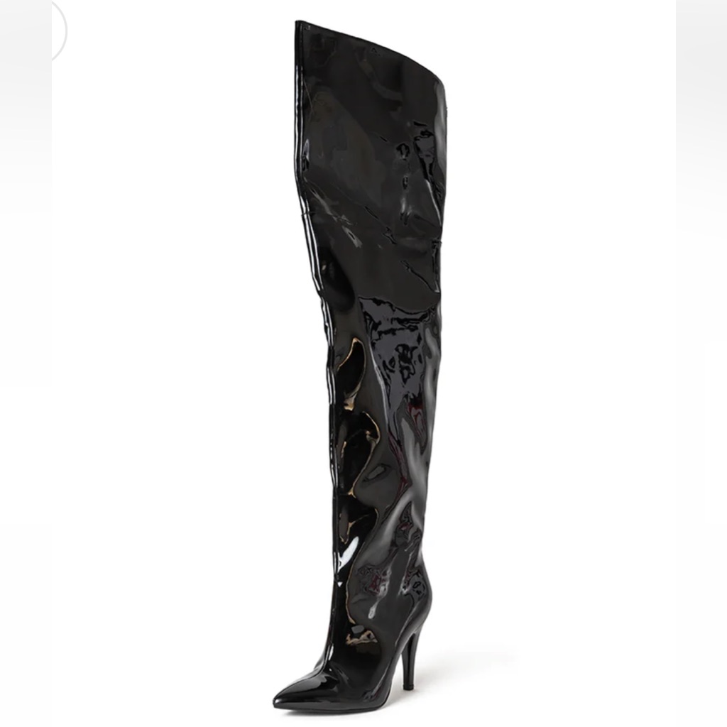 Black Patent Leather Over-The-Knee Boots